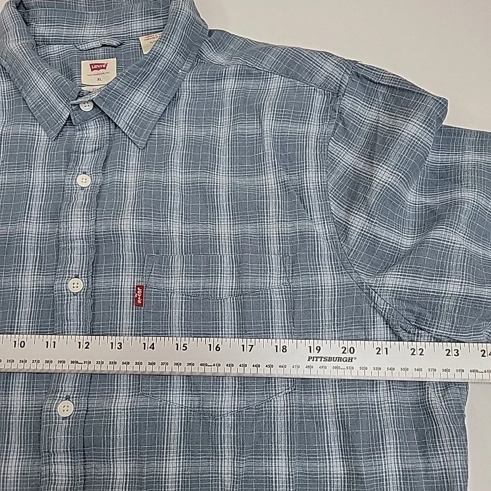 Levi's Shirt Men's Sz XL Blue Short Sleeve Cotton Casual Trendy Comfy Preppy